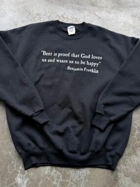 Gildan Black Long Sleeve Crewneck Sweatshirt with White Quote Print